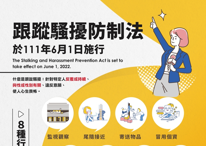 跟蹤騷擾防制法於111年6月1日施行